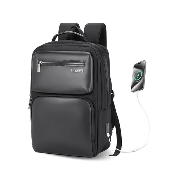 Safari SELECT 16L WHISK Formal Backpack, 17 Inch Laptop Pocket, Premium Fabric, Dedicated Tech Compartment, Water Resistant, USB Charging, Laptop & Tablet Bag, Backpack for Men & Women, Black