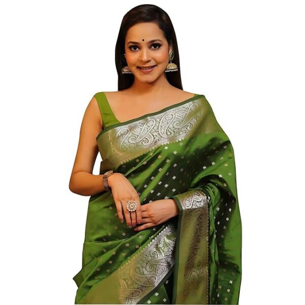 Keshmina Banarasi Art Silk Saree for Women – Elegant Ethnic Wear with Rich Zari Work & Matching Blouse Piece – Perfect for Weddings, Festivals & Special Occasions