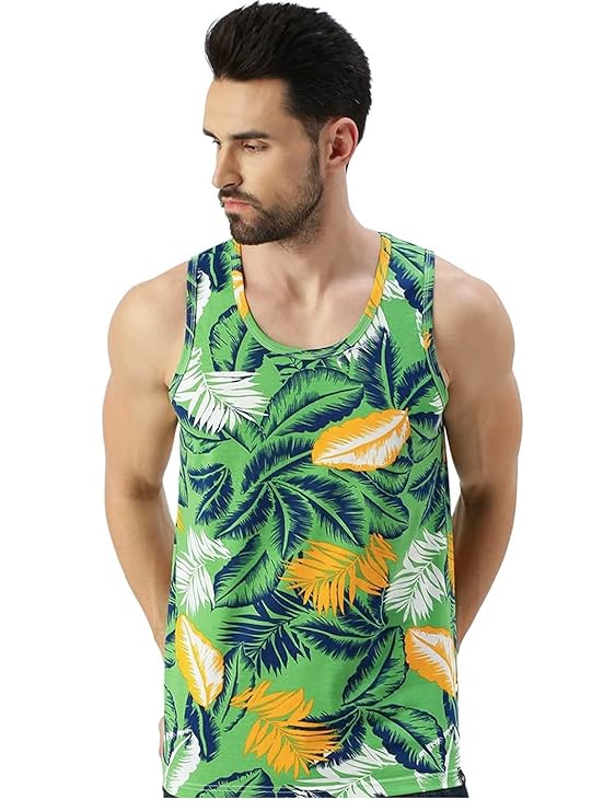 Veirdo Men's Sleeveless Regular Fit Tshirt, All Over Printed Vest for Men, Cotton Sando for Beach Wear, Gym, Cycling, Running, & Other Sports (Available in Different Pattern)